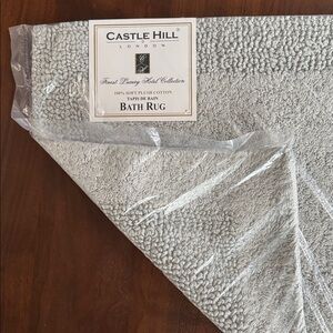 NEW! CASTLE HILL LONDON BATH RUG 100% COTTON plush grey 17”X 24” (43cm X 61cm)